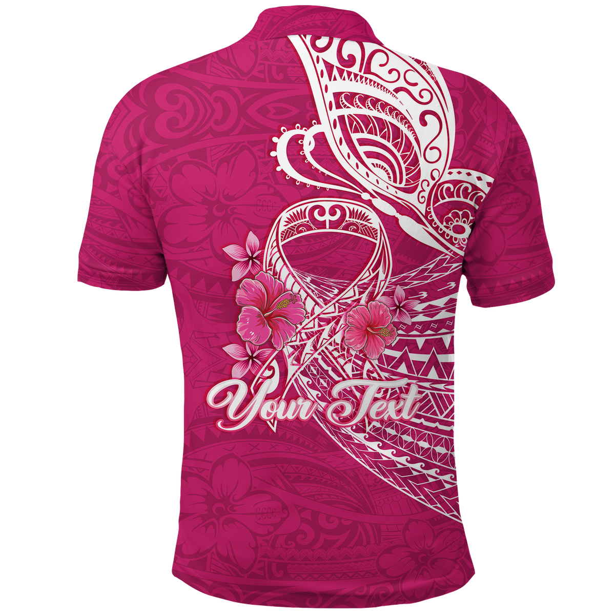 Custom Breast Cancer Pink Ribbon Butterfly Polynesian Pink Version Polo Shirt LT12 - Wonder Print Shop