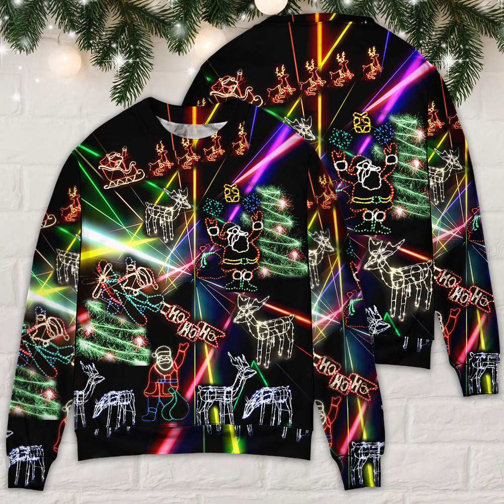 Christmas Tree Neon Art And Snowman Ugly Christmas Sweater - Wonder Print Shop