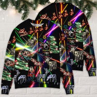 Christmas Tree Neon Art And Snowman Ugly Christmas Sweater - Wonder Print Shop