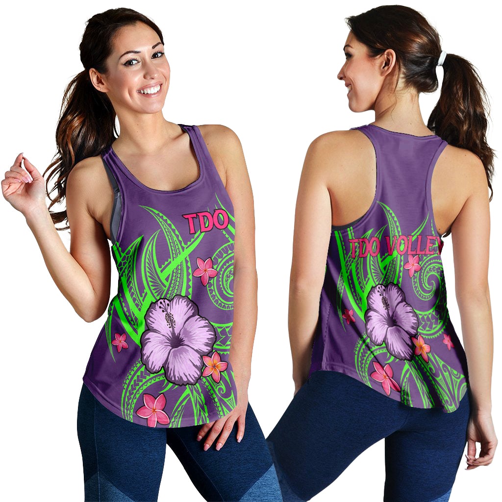 Polynesia Women's Racerback Tank Hibiscus With Tribal Mauve Color LT12 - Wonder Print Shop