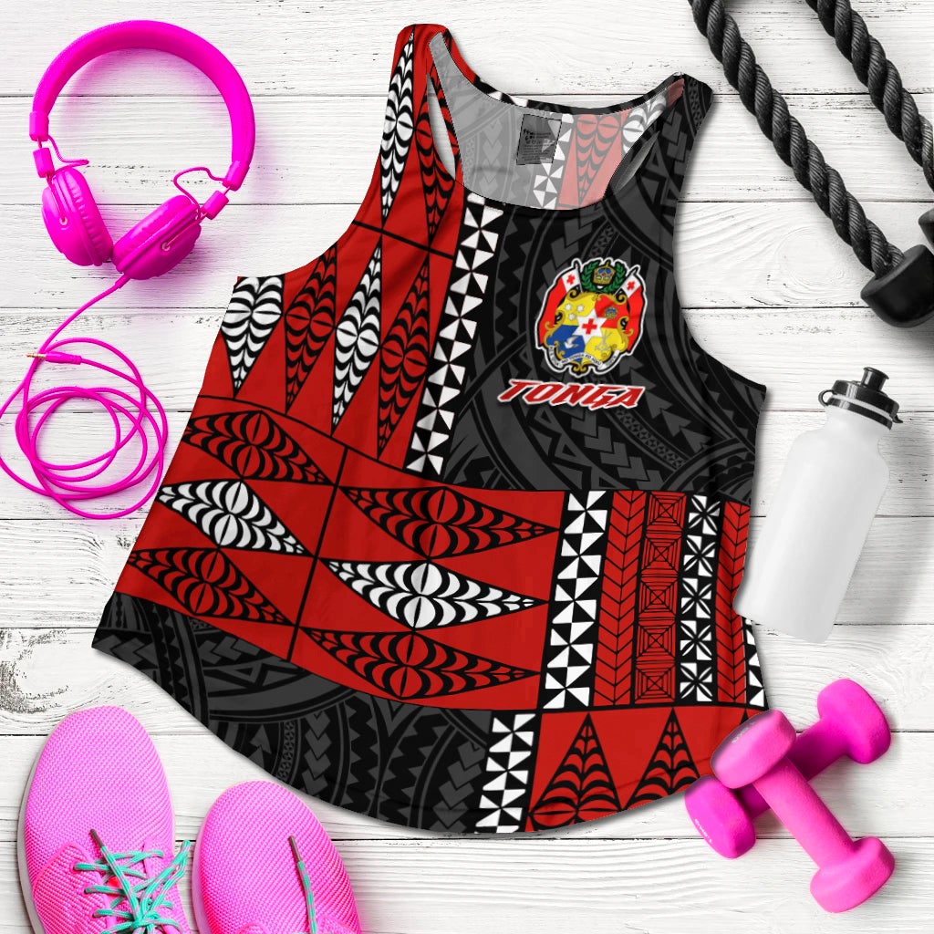 Tonga Women Racerback Tank Tongan Pattern Mix Polynesian LT13 - Wonder Print Shop