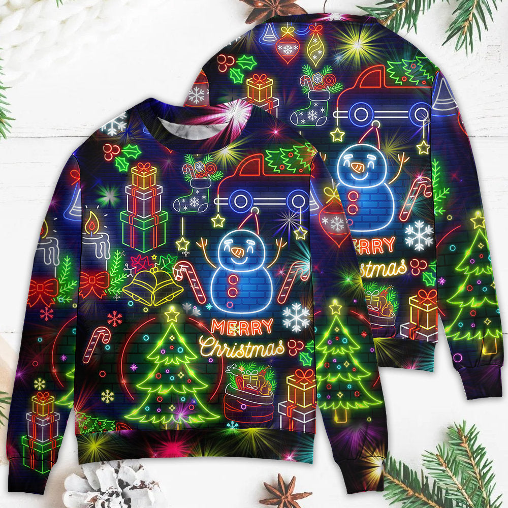 Christmas Bright Neon Lighting Ugly Christmas 3D Printing Sweater - Wonder Print Shop