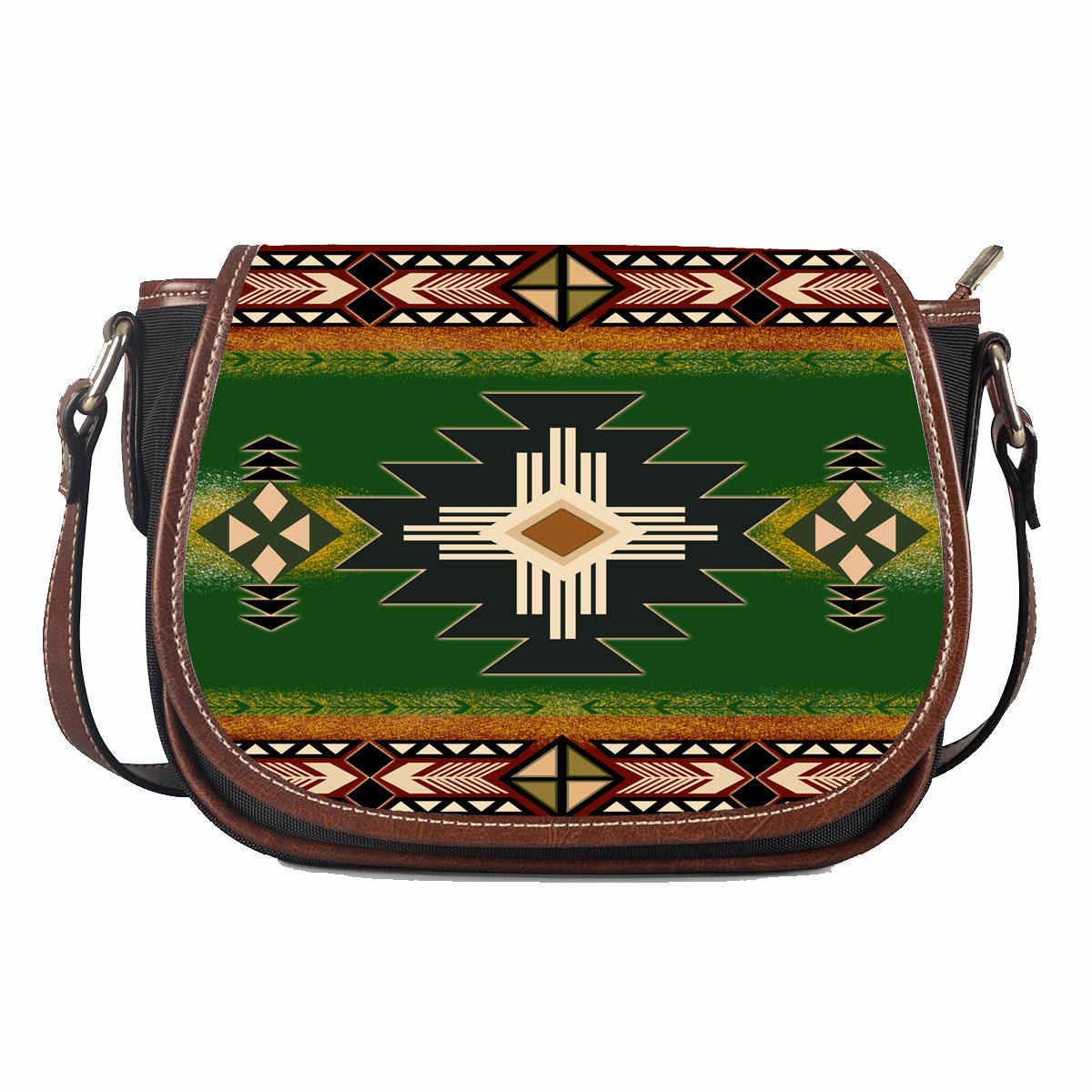 native-american-southwest-green-symbol-leather-saddle-bag
