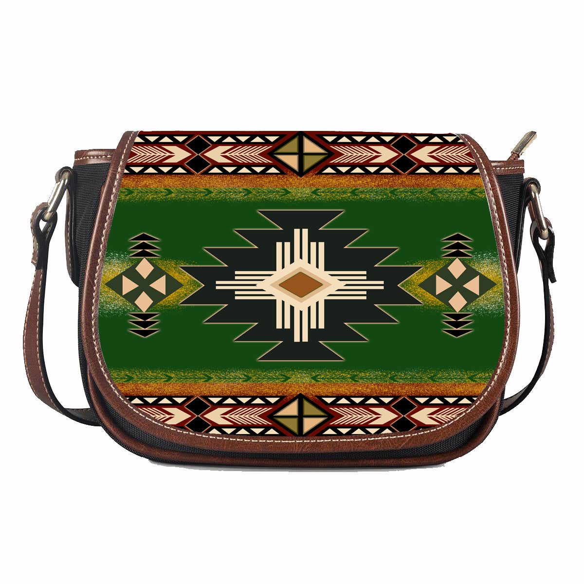 native-american-southwest-green-symbol-leather-saddle-bag