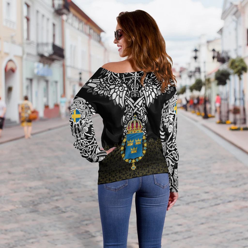 Viking Off Shoulder Sweater - Sweden Viking Symbol RLT12 - Wonder Print Shop