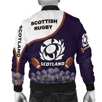 Scotland Rugby Union Bomber Jacket Thistle Flower Purple Original LT20 - Wonder Print Shop