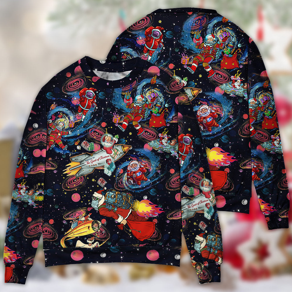 Chrismas Santa In The Space Ugly Christmas Sweater - Wonder Print Shop