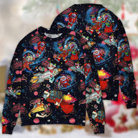 Chrismas Santa In The Space Ugly Christmas Sweater - Wonder Print Shop