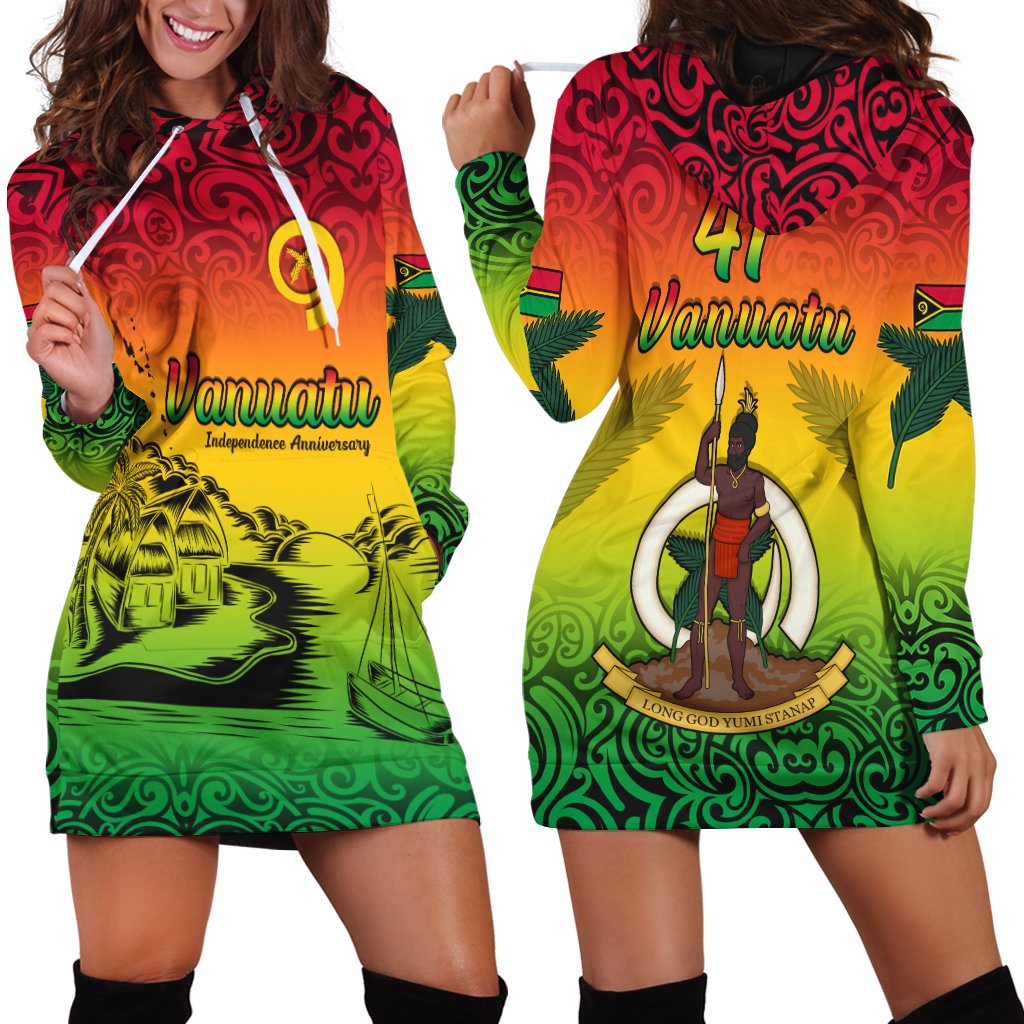Vanuatu Peaceful Hoodie Dress Independence Anniversary LT13 - Wonder Print Shop