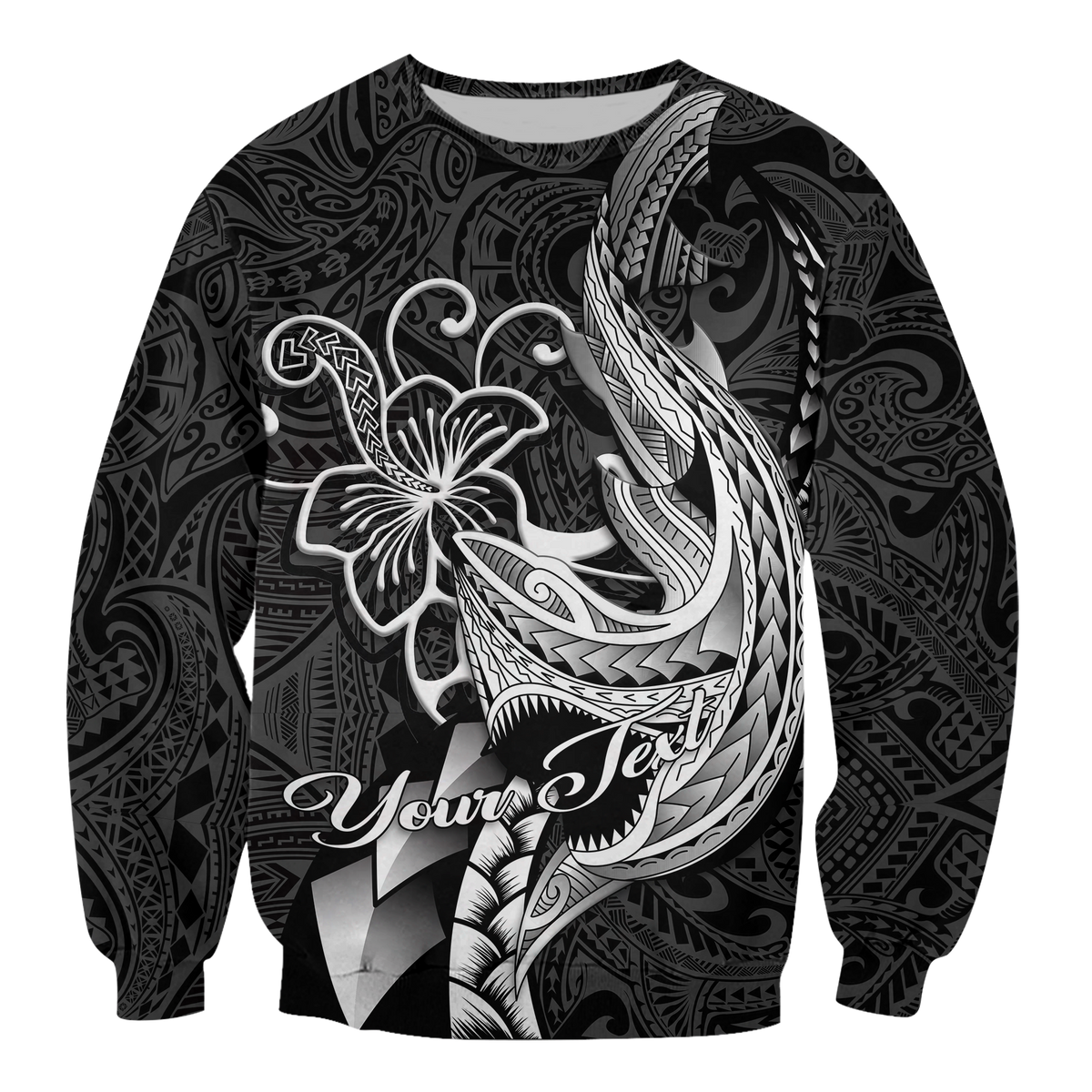 Custom Personalised Polynesian Shark Tattoo Hawaii Tribal Sweatshirt LT12 - Wonder Print Shop
