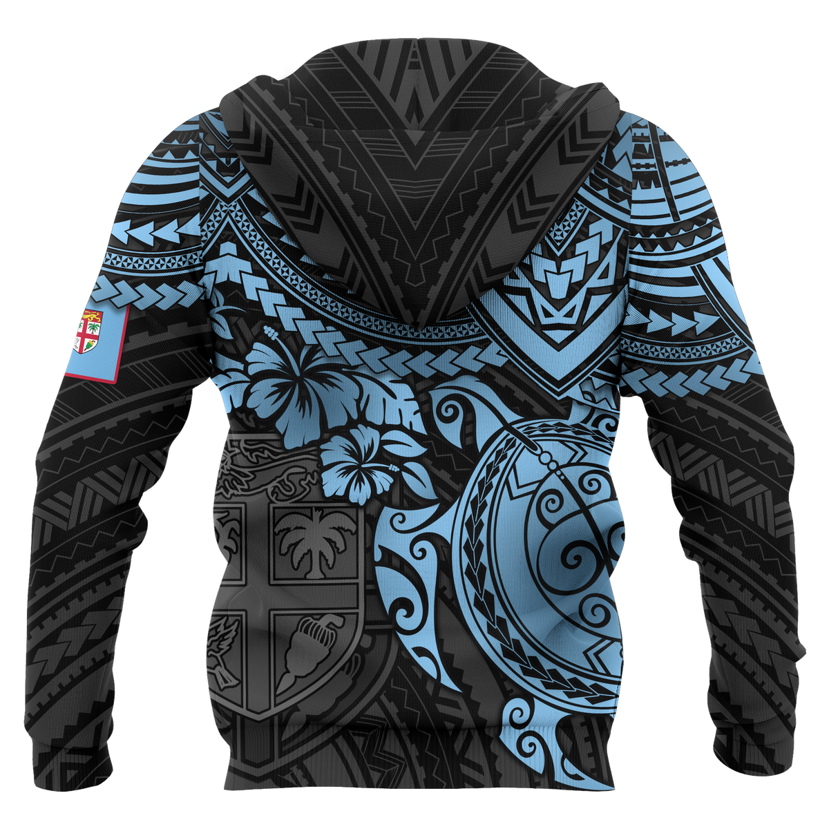 Fiji Polynesian Hoodie Blue Turtle - Wonder Print Shop