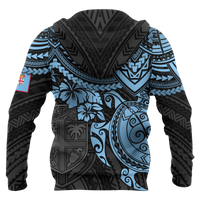 Fiji Polynesian Hoodie Blue Turtle - Wonder Print Shop