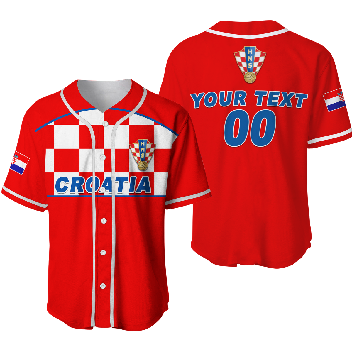 (Custom Personalised) Croatia Football 2022 Checkerboard Baseball Jersey - LT12 - Wonder Print Shop