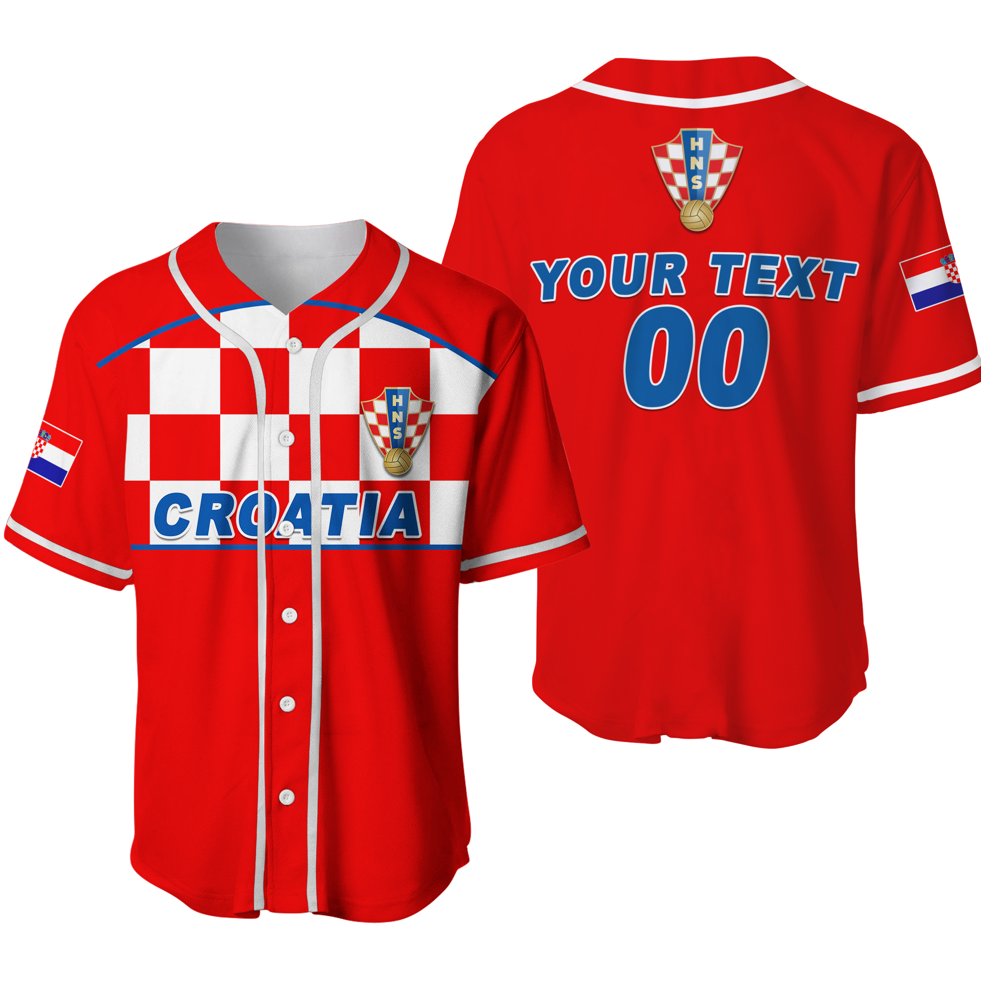 (Custom Personalised) Croatia Football 2022 Checkerboard Baseball Jersey