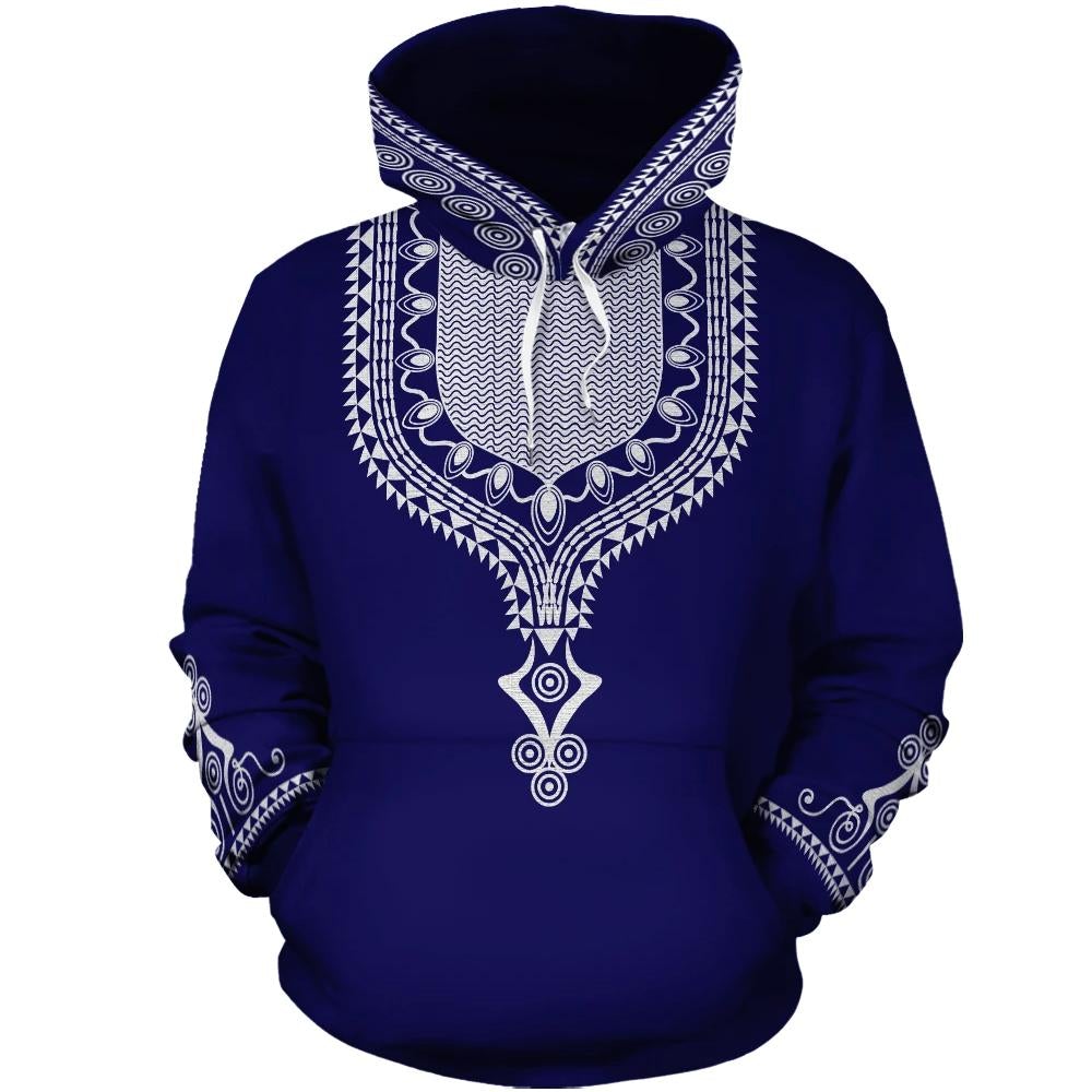 African Hoodie Blue Dashiki Pullover - Wonder Print Shop