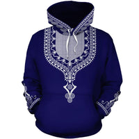 African Hoodie Blue Dashiki Pullover - Wonder Print Shop