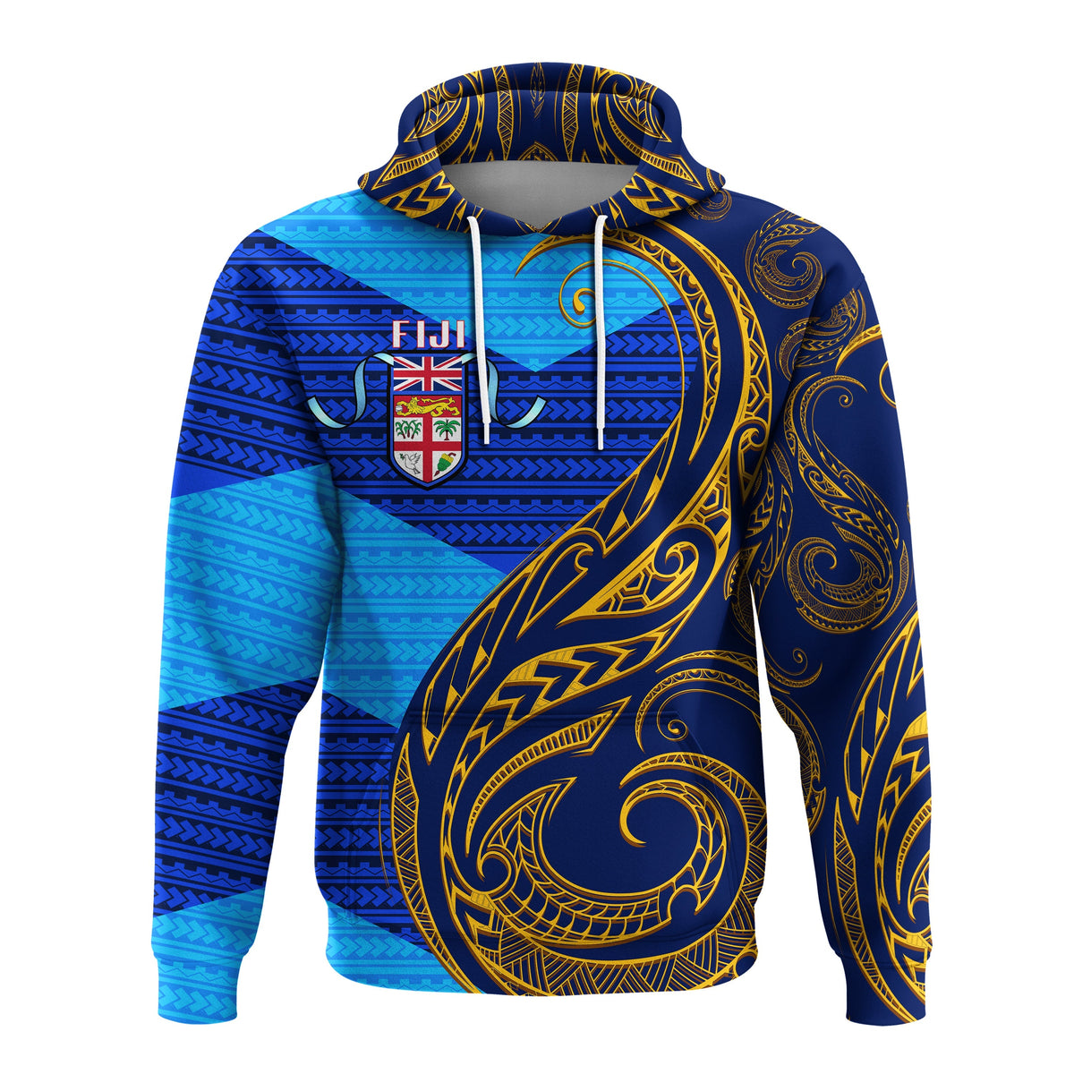 Fiji Hoodie Flags Color With Gold Polynesian Pattern LT20 - Wonder Print Shop