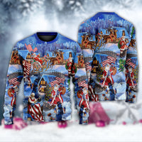 America Christmas Patriotic Santa Claus Ugly Christmas Sweater - Wonder Print Shop