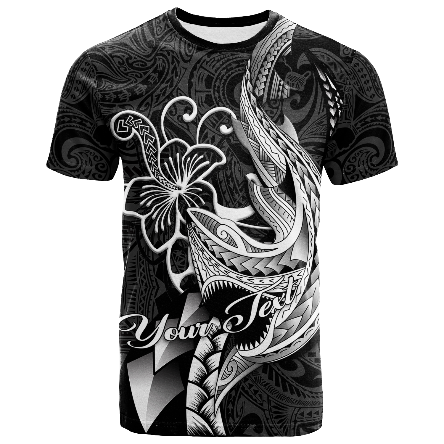 Custom Polynesian Shark Tattoo Hawaii Tribal T Shirt LT12 - Wonder Print Shop