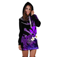 Hawaii Turtle With Plumeria Leaf Purple Women Hoodie Dress LT12 - Wonder Print Shop