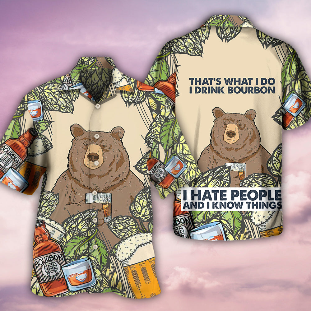 Bear I Drink Bourbon Hawaiian Shirt - Wonder Print Shop