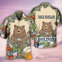 Bear I Drink Bourbon Hawaiian Shirt - Wonder Print Shop