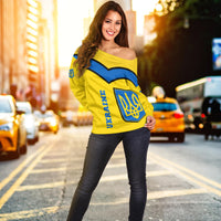 Ukraine Women Off Shoulder Sweater Proud Ukrainians LT12 - Wonder Print Shop