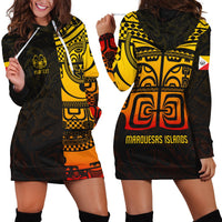 (Custom Personalised) Marquesas Islands Tiki Hoodie Dress Gradient Marquesan Tattoo LT13 - Wonder Print Shop