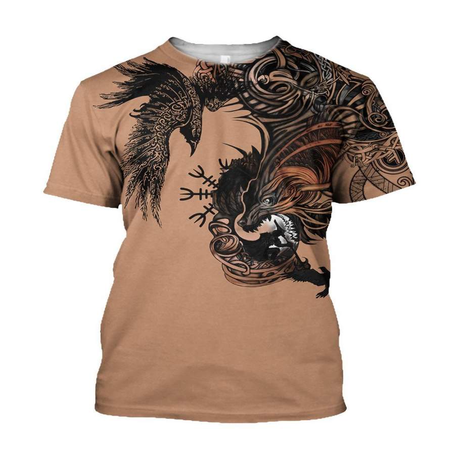 Viking Clothing Viking Wolf Fenrir Ii T Shirt RLT12 - Wonder Print Shop