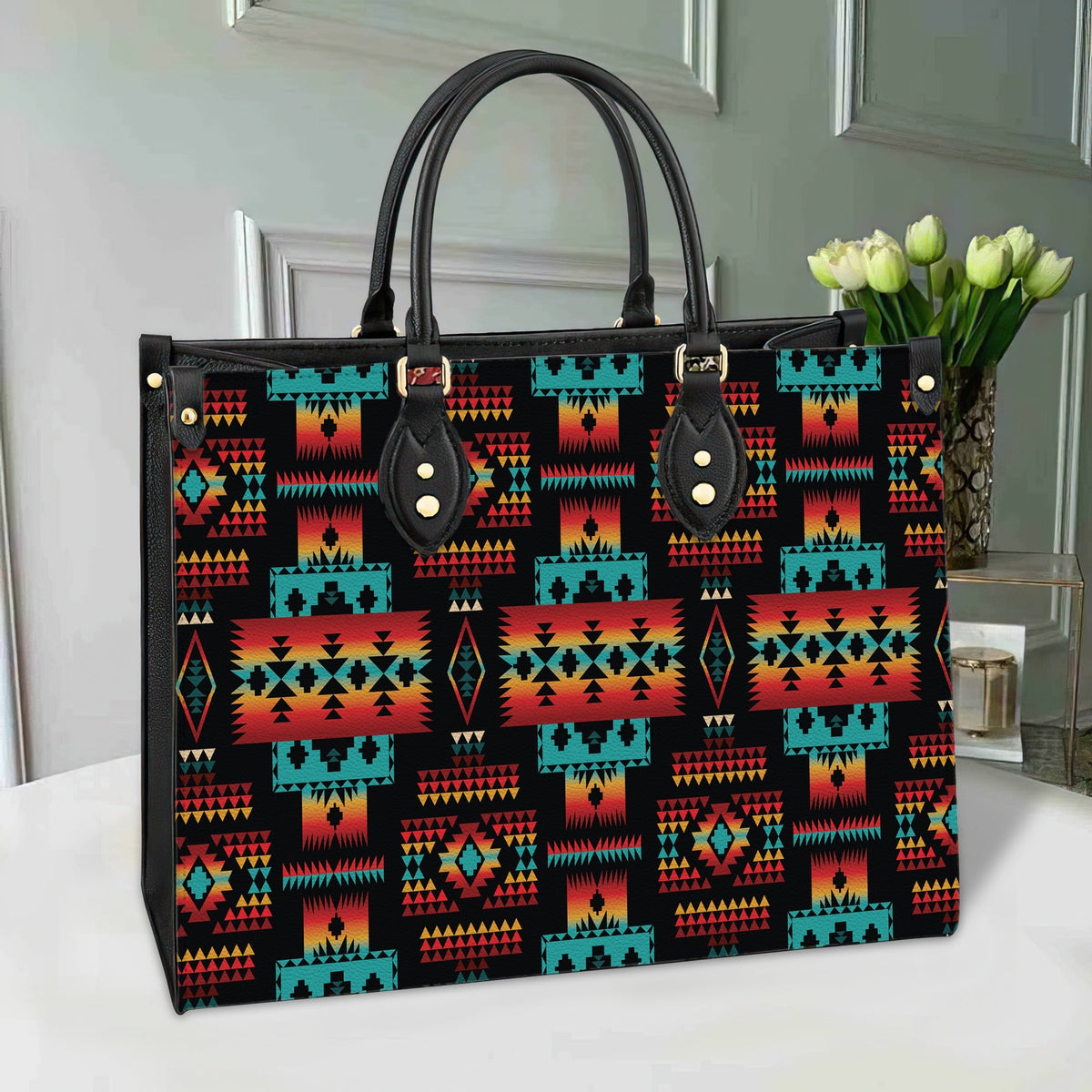 black-native-american-tribes-pattern-leather-bag