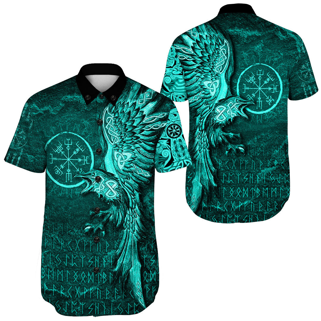 viking-clothing-vegvisir-with-raven-viking-compass-shorts-sleeve-shirt-cyan-version