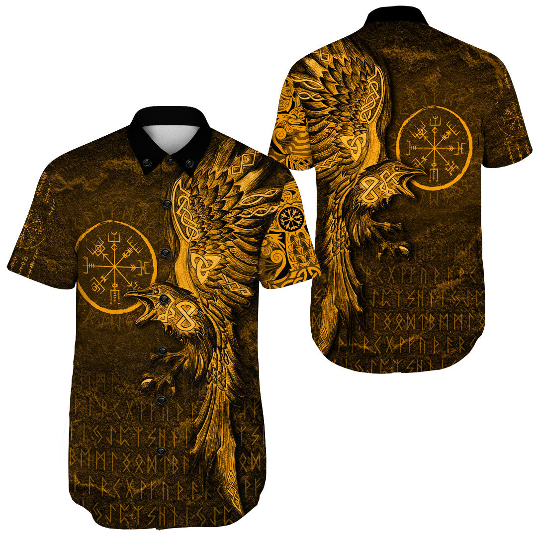 viking-clothing-vegvisir-with-raven-viking-compass-gold-version-shorts-sleeve-shirt