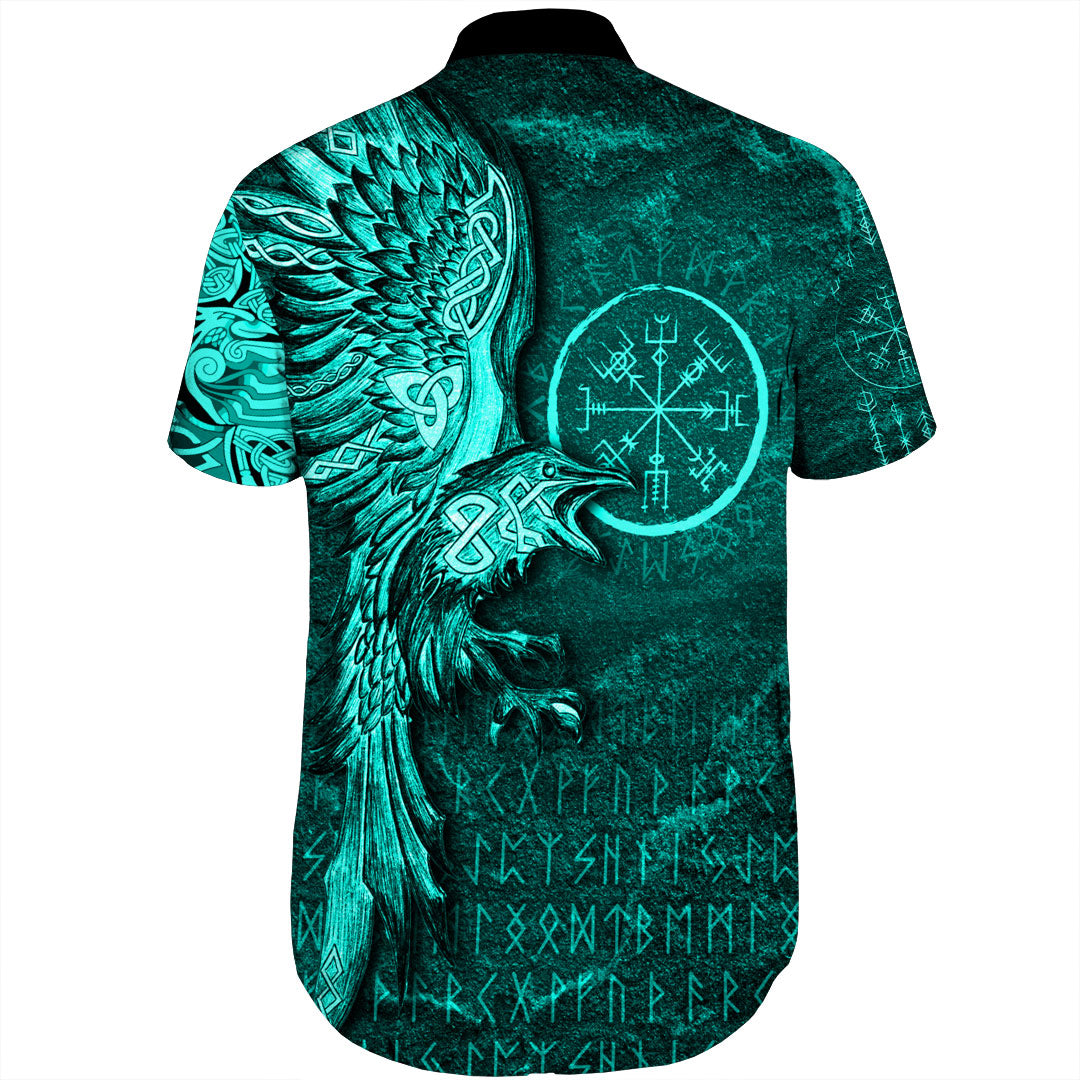 viking-clothing-vegvisir-with-raven-viking-compass-shorts-sleeve-shirt-cyan-version