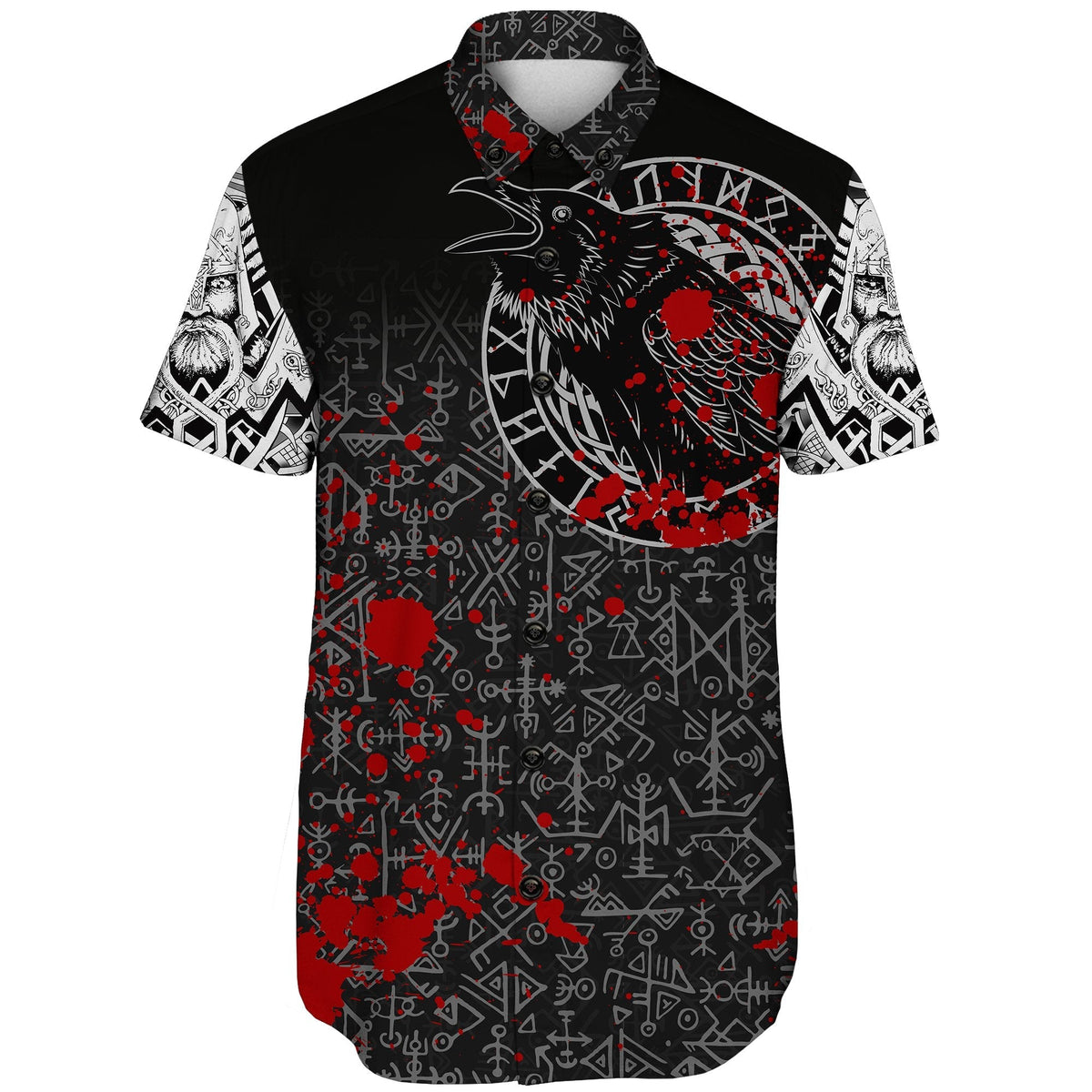 viking-shorts-sleeve-shirt-odin-raven-rune-futhark-blood