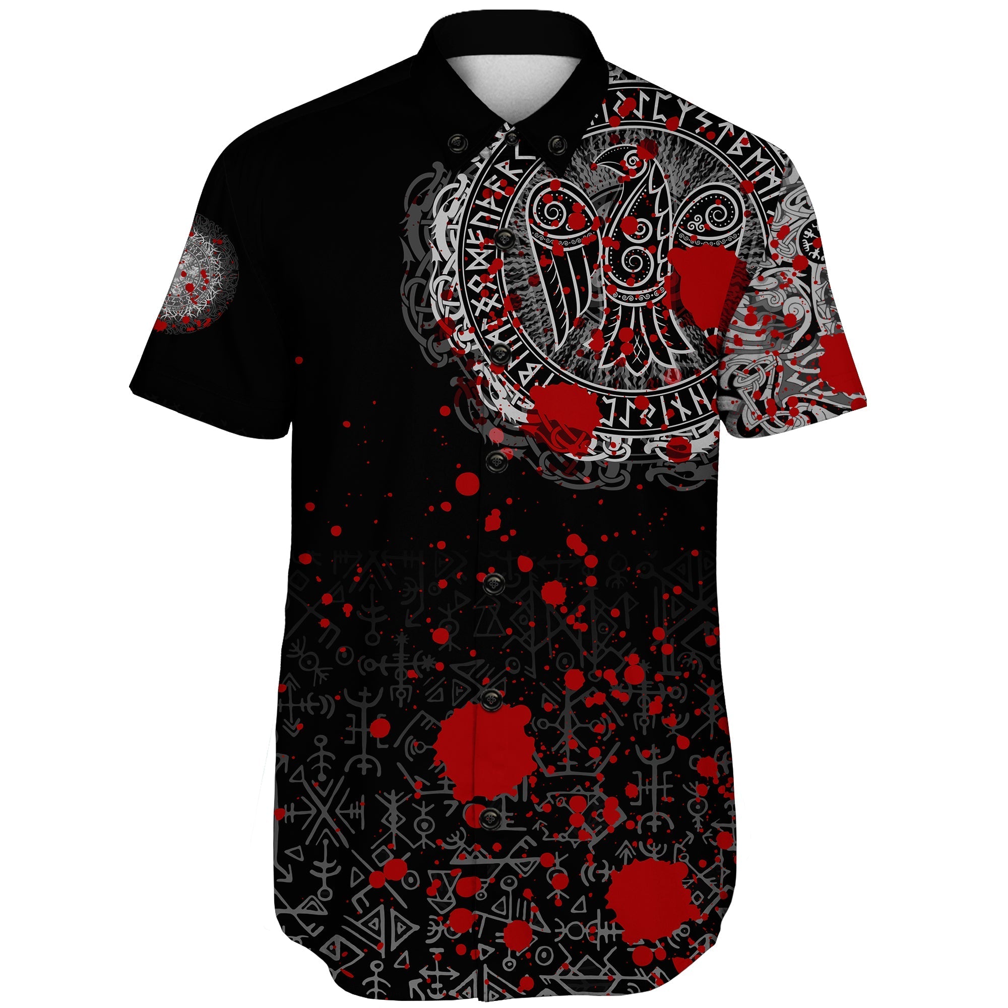 viking-shorts-sleeve-shirt-raven-celtic-tattoo-blood