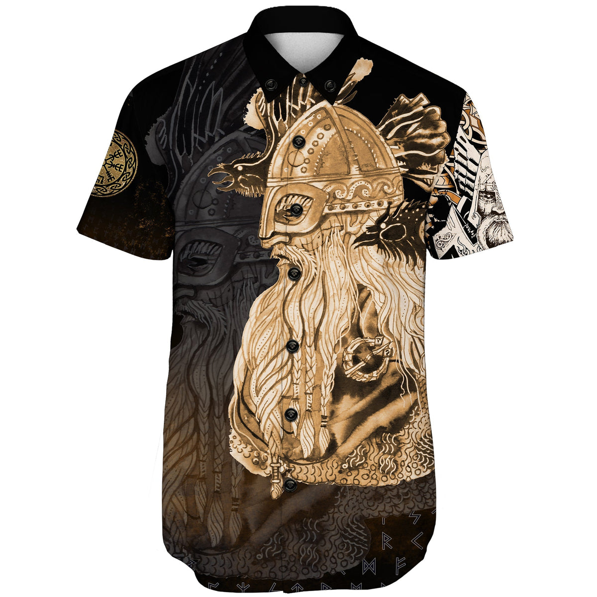viking-shorts-sleeve-shirts-odin-raven-viking-gold