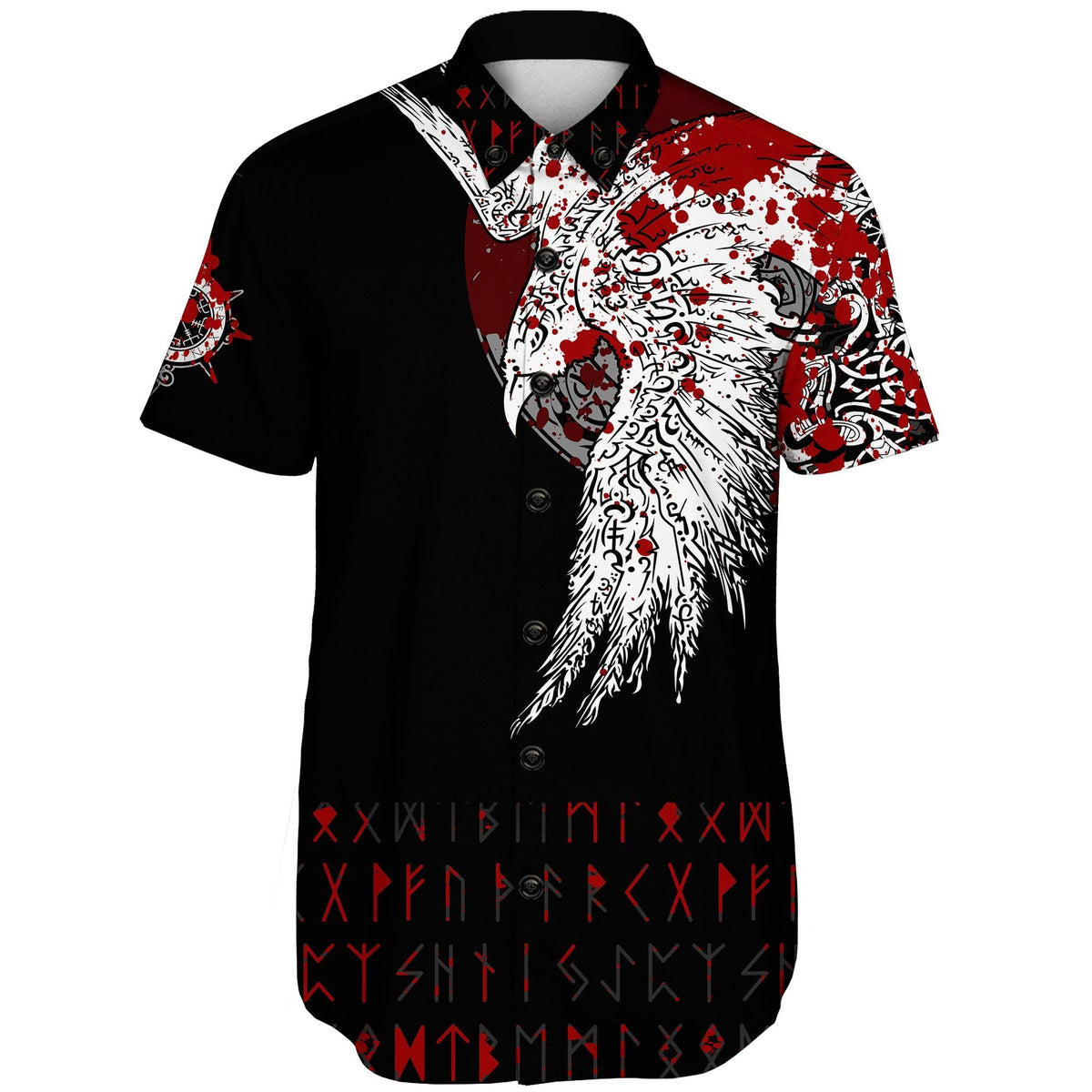 viking-shorts-sleeve-shirt-mystical-raven-tattoo-style-blood