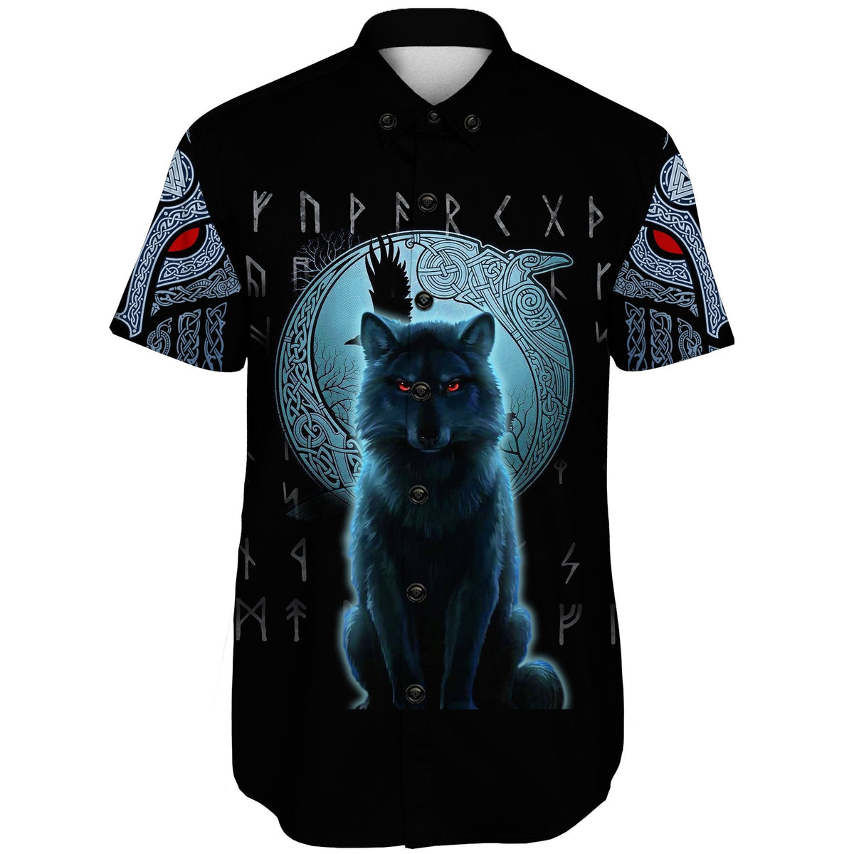 viking-shorts-sleeve-shirt-fenrir-viking-wolf-and-moon