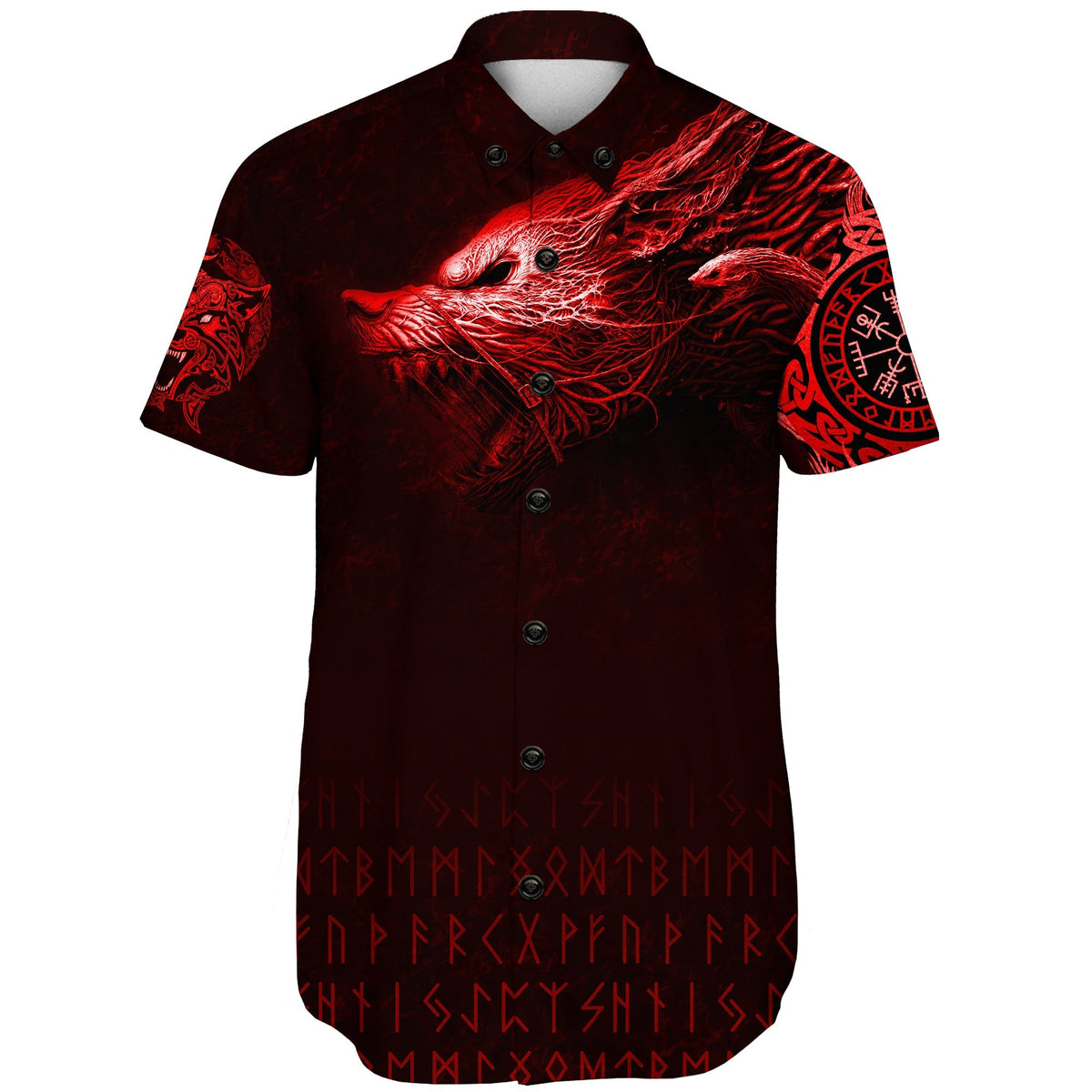 viking-shorts-sleeve-shirt-fenrir-wolf-red