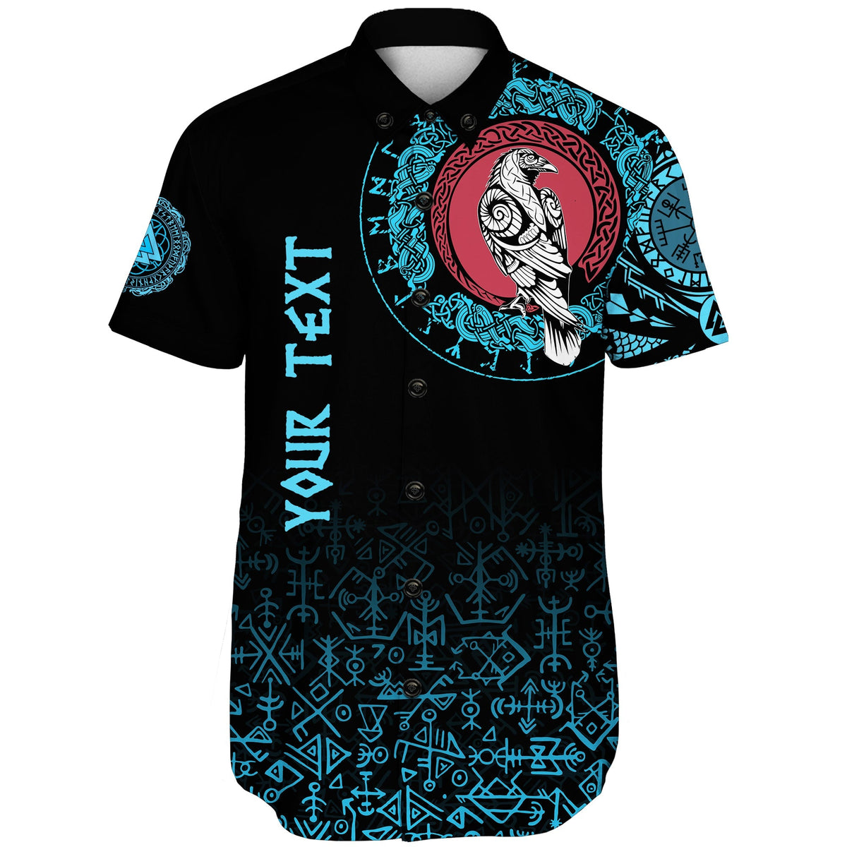 custom-viking-short-sleeve-shirt-raven-celtic-cyan-tattoo