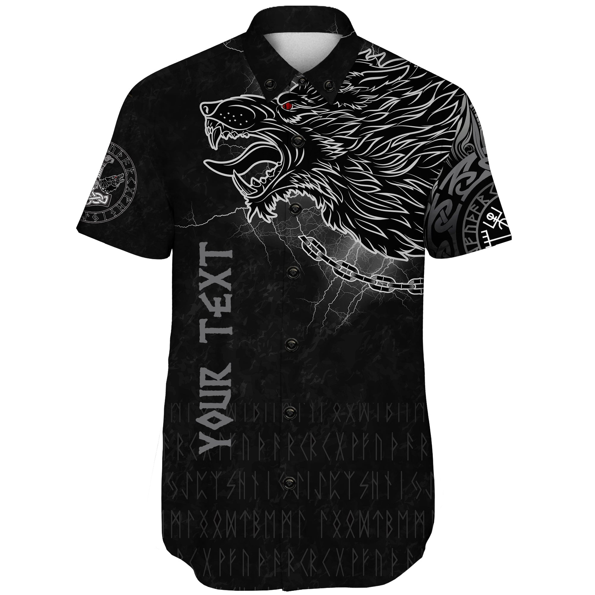 custom-viking-short-sleeve-shirt-fenrir-norse-wolf-thunderstorm