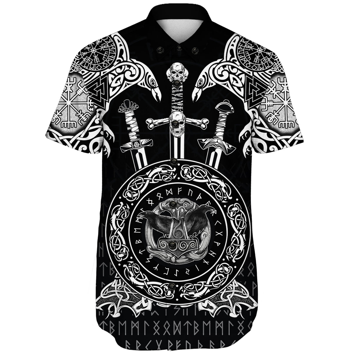 viking-shorts-sleeve-shirts-huginn-and-muniin-with-mjolnir