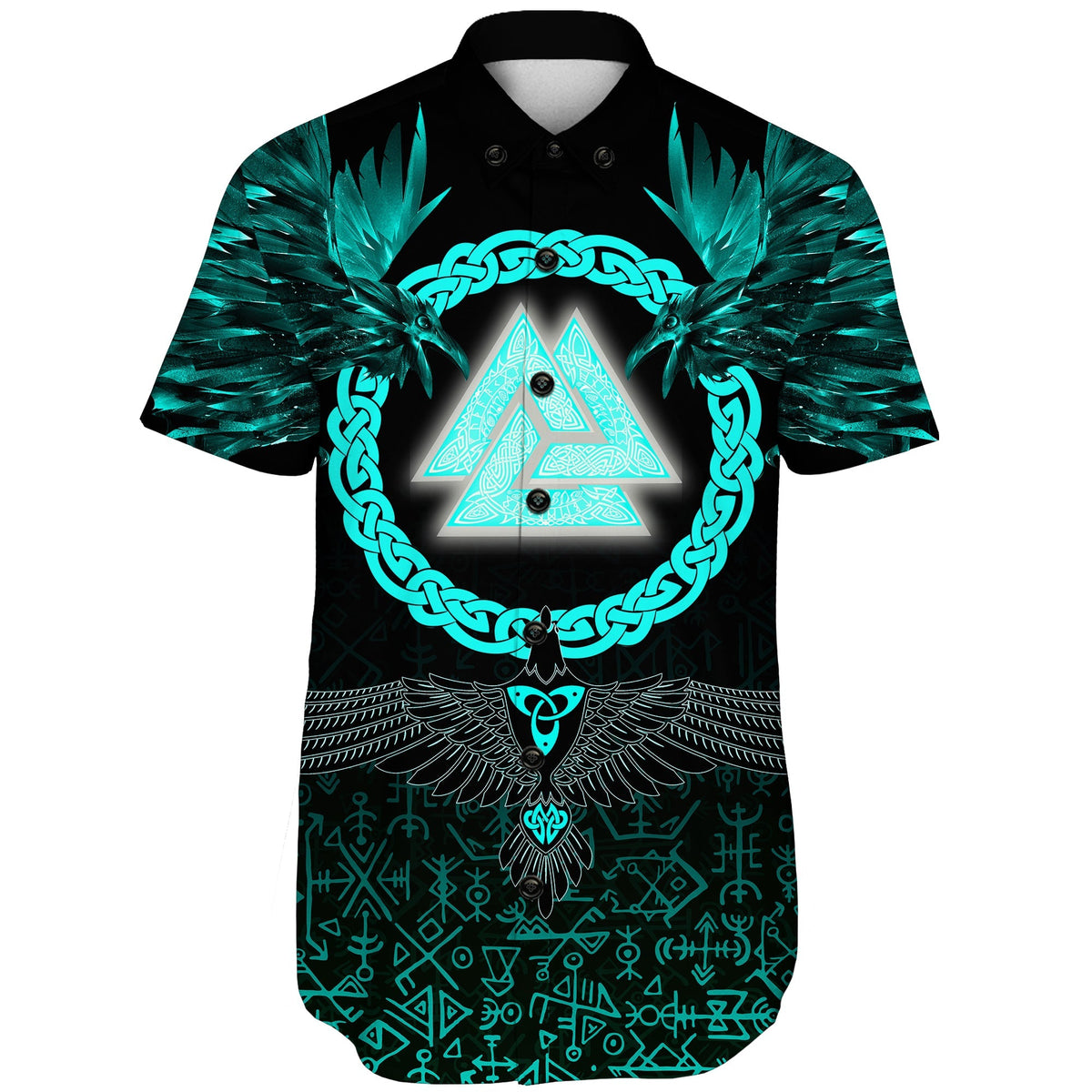 viking-shorts-sleeve-shirts-three-raven-and-valknut-cyan