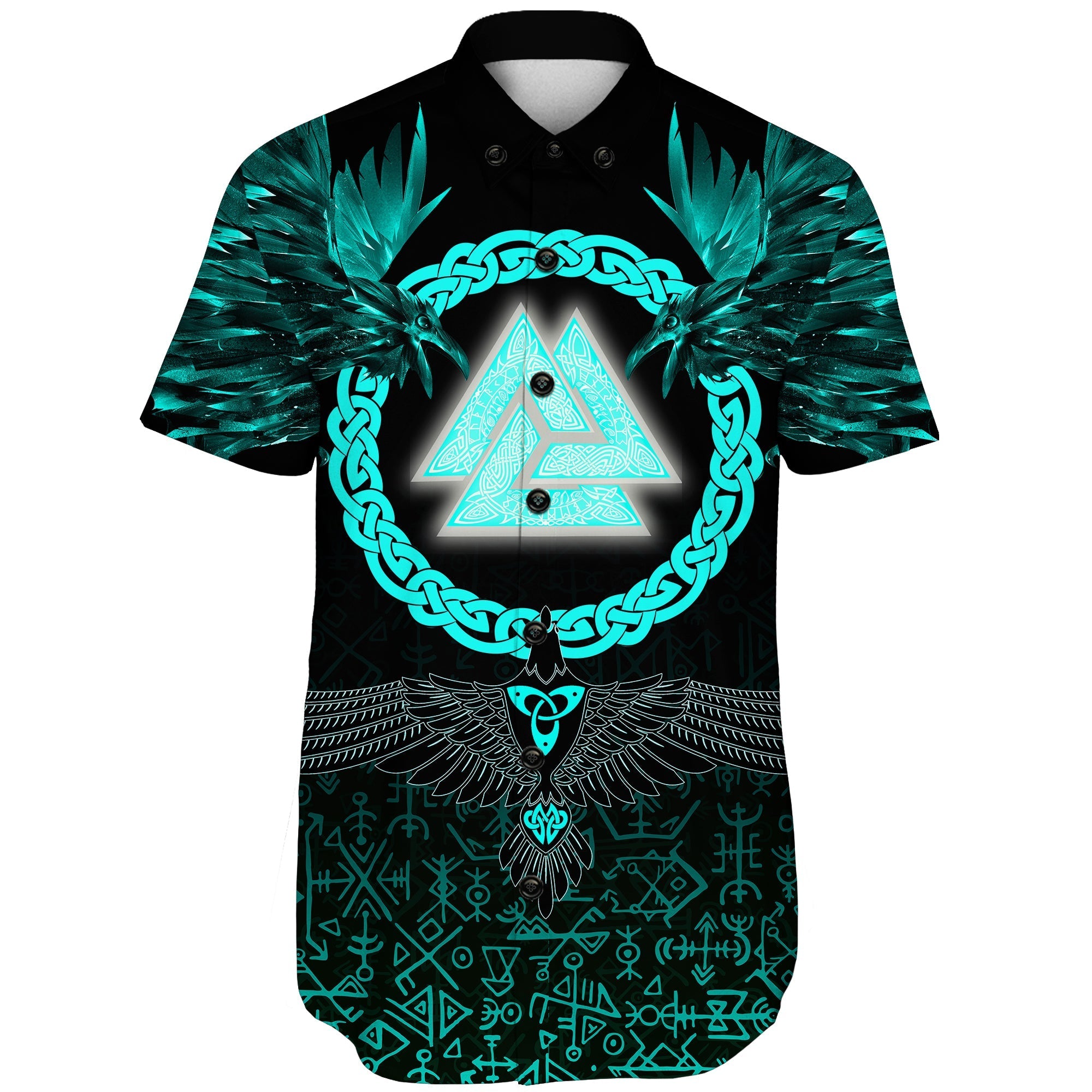 viking-shorts-sleeve-shirts-three-raven-and-valknut-cyan