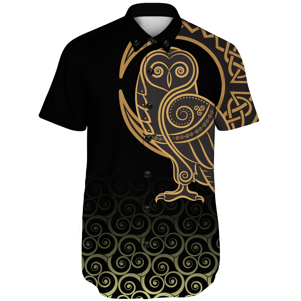 viking-shorts-sleeve-shirts-owl-celtic-on-triskele-background