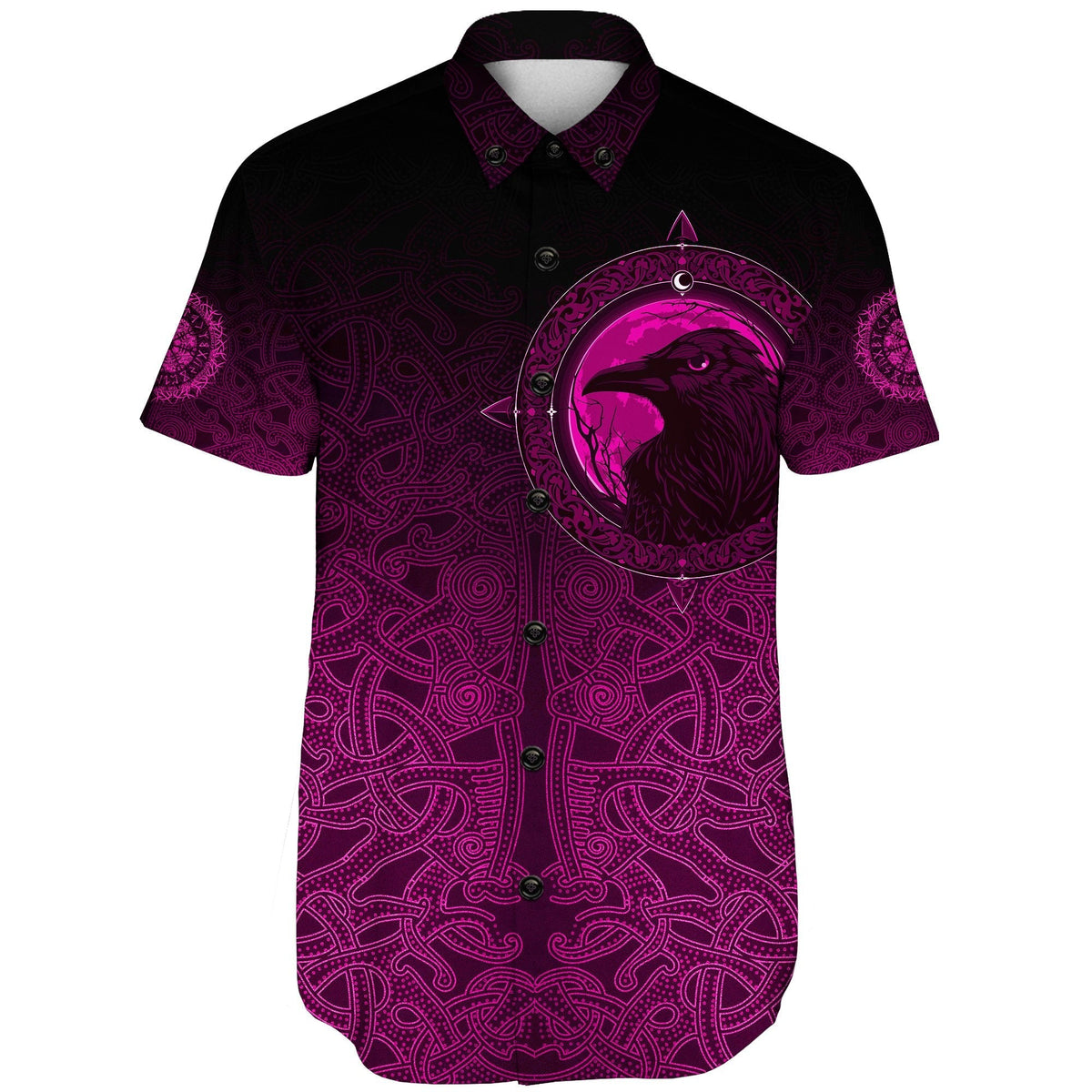 viking-shorts-sleeve-shirt-ethnic-odin-raven-pink