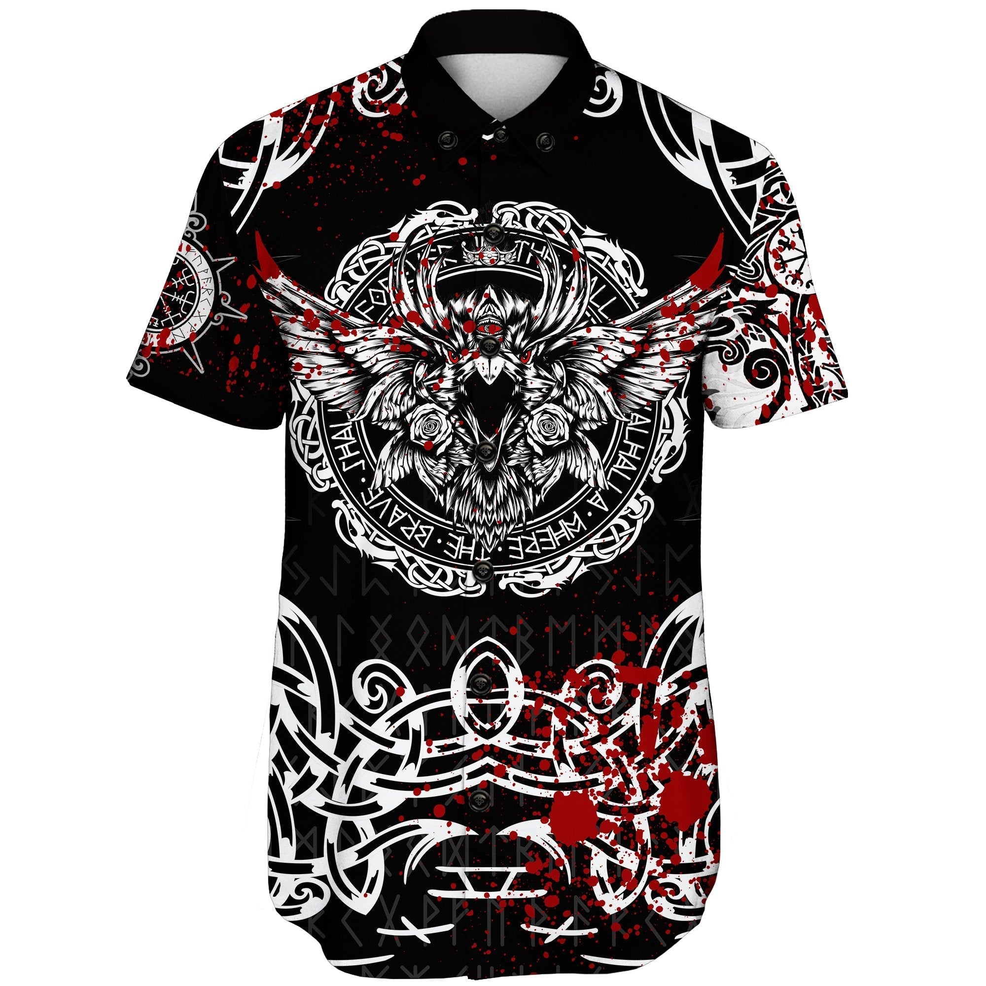 viking-shorts-sleeve-shirt-raven-blood