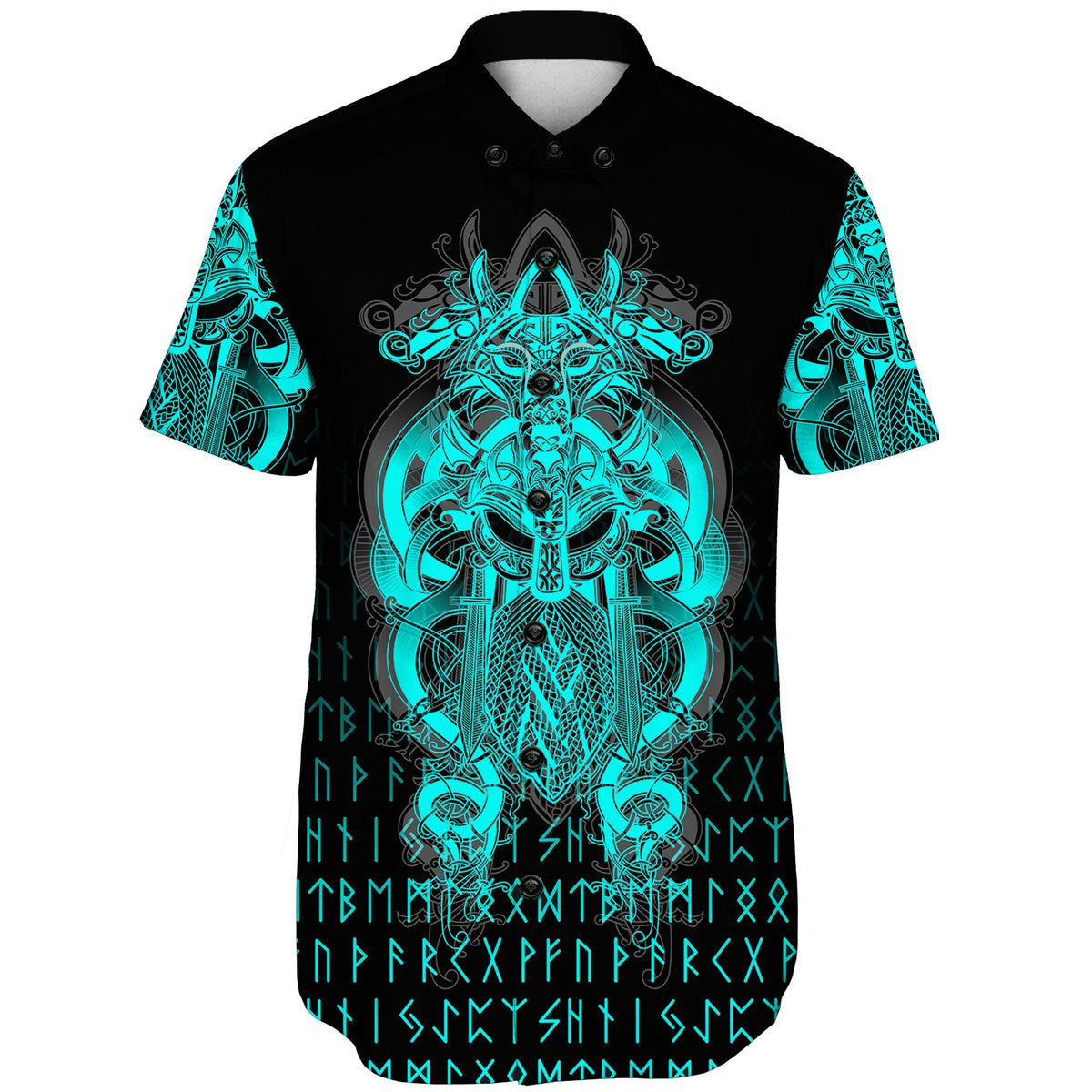 custom-viking-tyr-tattoo-cyan-short-sleeve-shirts