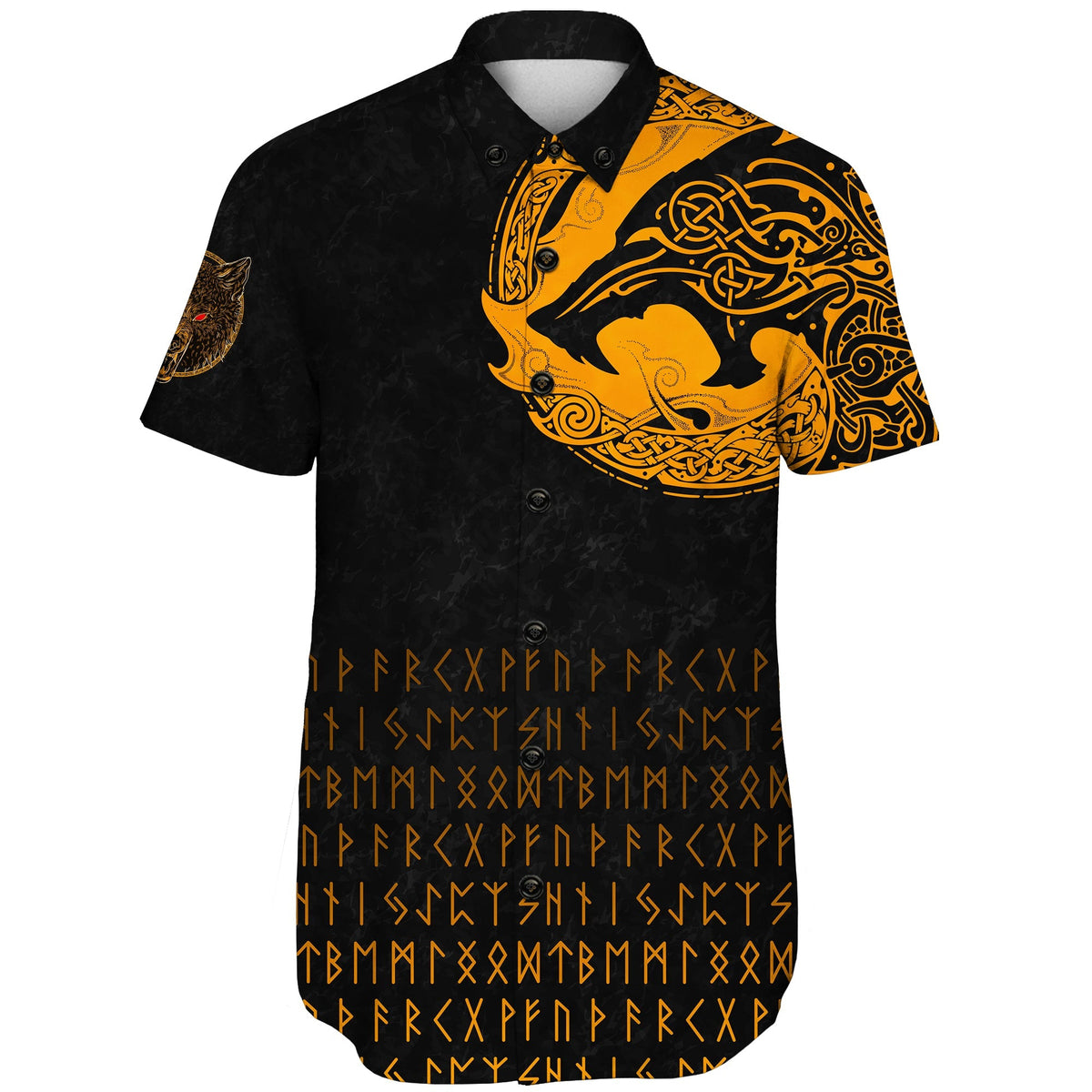 viking-shorts-sleeve-shirt-fenrir-wolf-orange