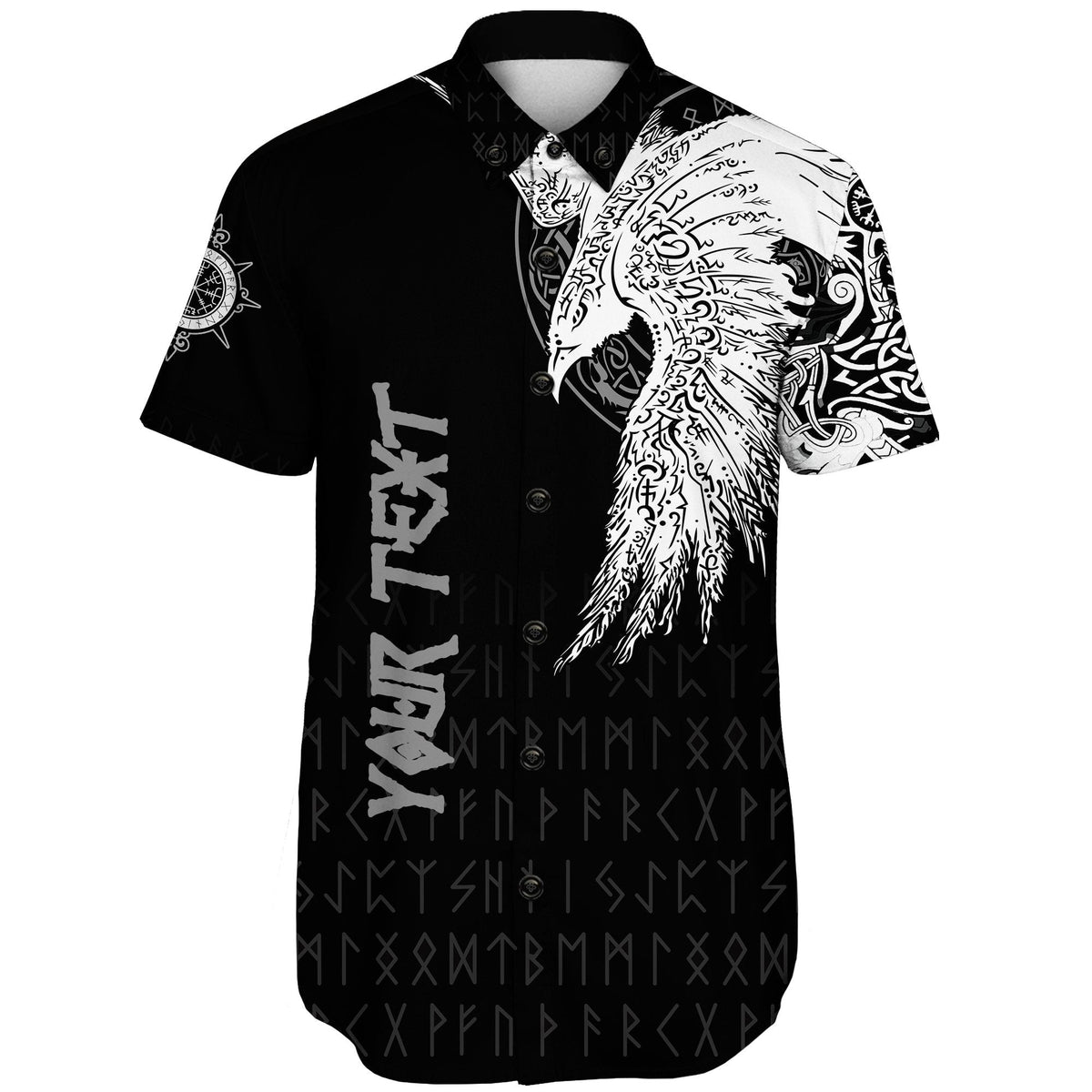 custom-viking-short-sleeve-shirt-mystical-raven-tattoo-special